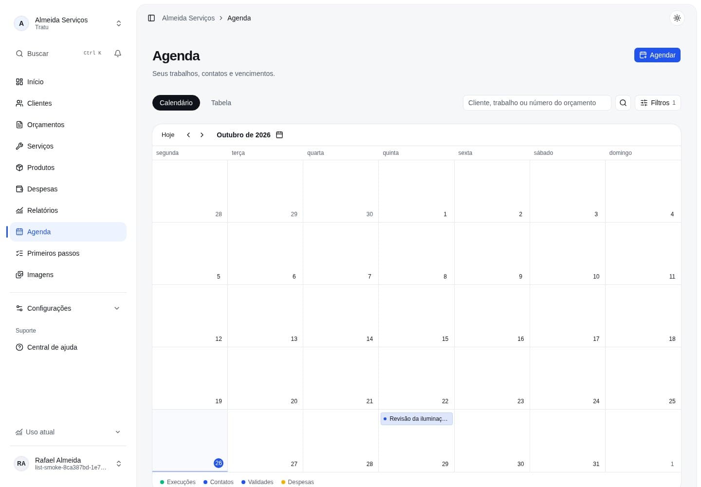 Próximo contato sobre a revisão da iluminação na agenda.